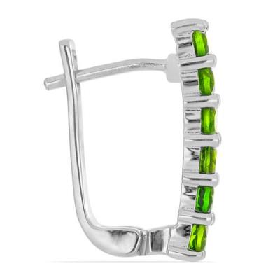 BUY REAL CHROME DIOPSIDE GEMSTONE EARRINGS IN RHODIUM PLATED STERLING SILVER | JEWELPIN